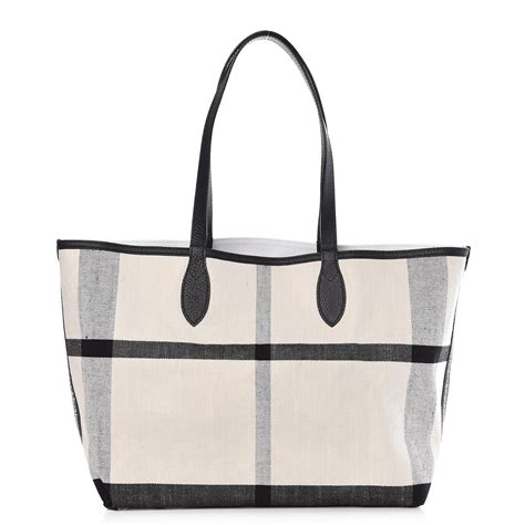 BURBERRY Coated Canvas Medium Reversible Doodle Tote .